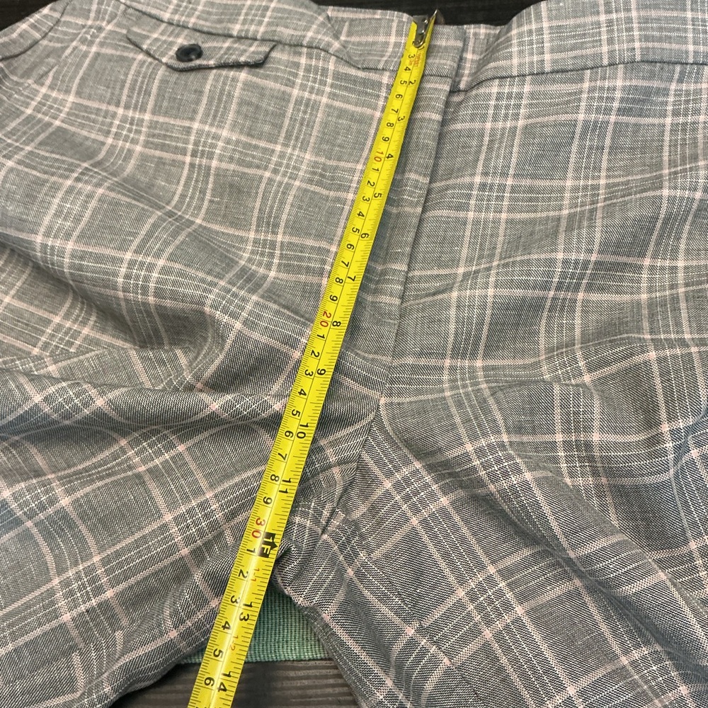 LOFT Curvy Plaid Wide Leg Pants Gray Pink Size 14 - Picture 6 of 12